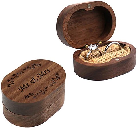 Amazon.com: Wedding Ring Box, Wood Ring box for Proposal, Rustic Mr & Mrs Carve Engagement Ring Holder Gift for Wedding Ceremony: Home Improvement
