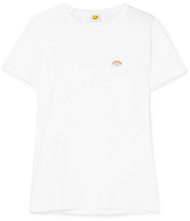 YEAH RIGHT NYC - Rainbow Embroidered Cotton-jersey T-shirt - White