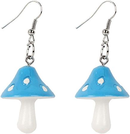 Amazon.com: Cute Polka Dot Mushroom Drop Dangle Earrings Fun Simulation Mushroom Resin Earrings for Women Girls Food Jewelry (Blue): Clothing, Shoes & Jewelry