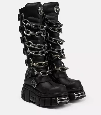 X New Rock Leather Platform Boots in Black - Vetements | Mytheresa