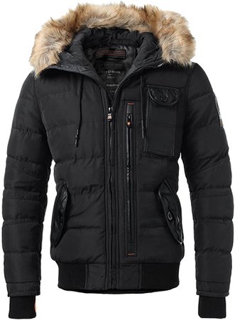 Buy INFLATION Mens Thickened Puffer Jacket Winter Padded Parka Coat Cotton Quilted Jacket with Detachable Hooded Outerwear, Black Jacket US Size M at Amazon.in