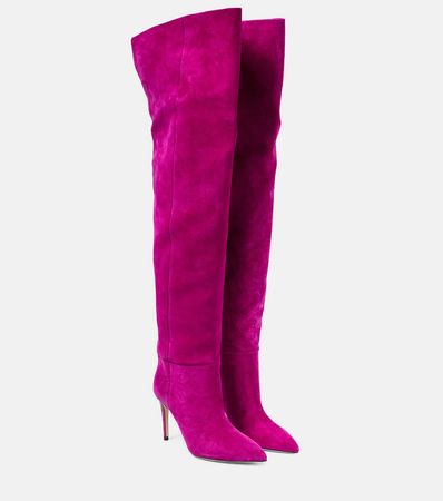Suede Over The Knee Boots in Pink - Paris Texas | Mytheresa