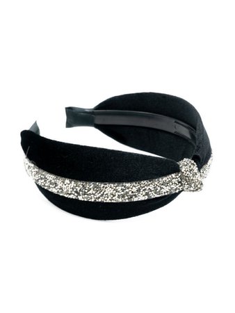 Black and silver velvet sequence headband