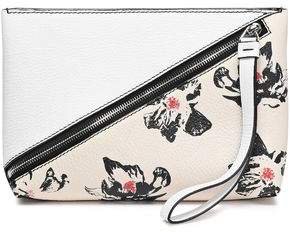 Floral-print Textured-leather Clutch