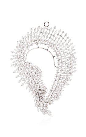 Yeprem Wrap-Around 18K White And Diamond Earring