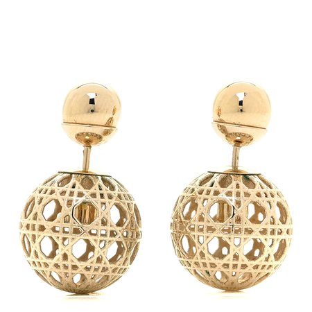 DIOR Cannage Mise En Dior Tribal Earrings Gold 1013837 | FASHIONPHILE