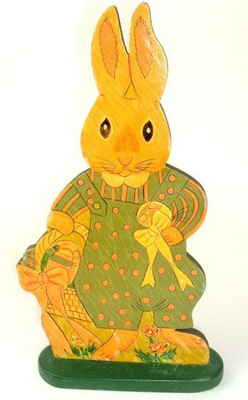 Easter Bunny Rabbit Stand Up Wood Decoration Spring handmade Vtg Kitsch holiday | eBay