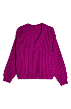 Topshop Oversize V-Neck Sweater purple