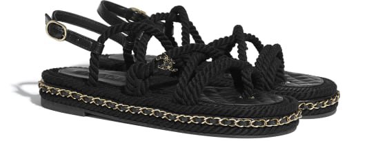 Sandals, cord, black - CHANEL