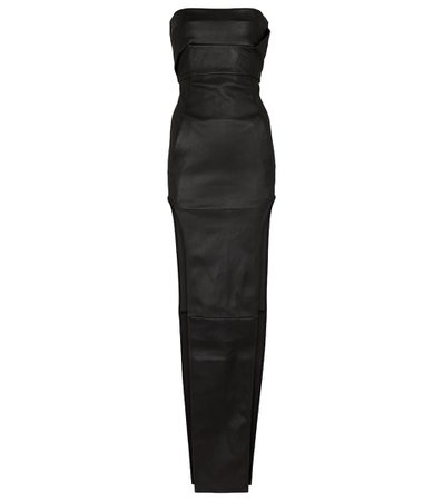 RICK OWENS Lilies strapless leather and cotton gown