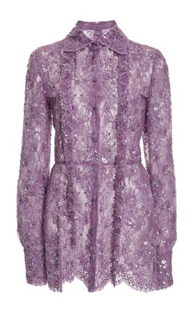 Valentino Cotton-Blend Lace Mini Dress