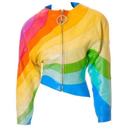 vintage Thierry Mugler Spring 1990 Rainbow leather jacket