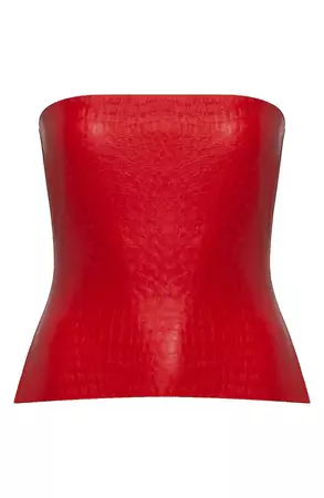 Naked Wardrobe The Crocodile Collection Croc Embossed Faux Leather Tube Top | Nordstrom
