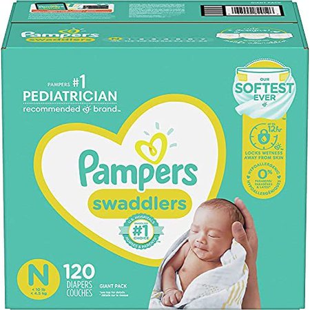 Amazon.com: Diapers Newborn/Size 0 (< 10 lb), 120 Count - Pampers Swaddlers Disposable Baby Diapers, Giant Pack (Packaging May Vary) : Everything Else