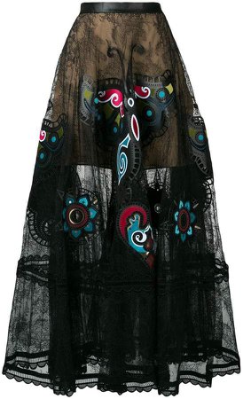 satin-panelled lace skirt