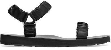 Egon Gathered Leather Sandals - Black