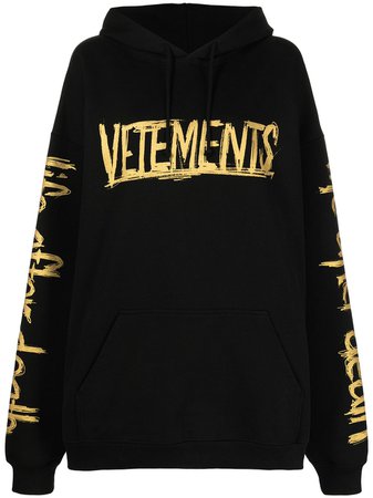 Shop VETEMENTS logo-print oversized hoodie with Express Delivery - FARFETCH