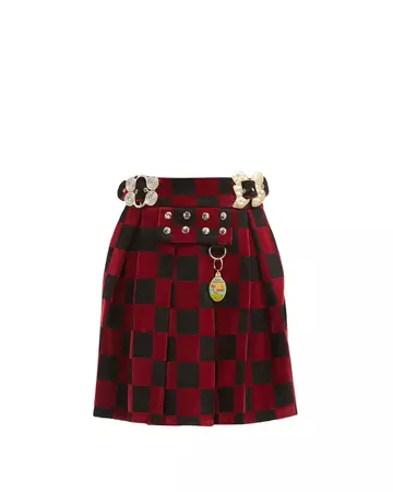 Chopova Lowena Checked Organic-cotton Twill Skirt in Red | Lyst