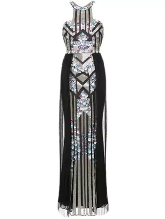 Marchesa Notte Pleated Sequined Column Gown - Farfetch