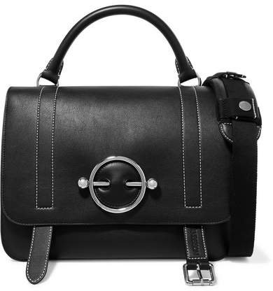 Disc Leather And Suede Shoulder Bag - Black