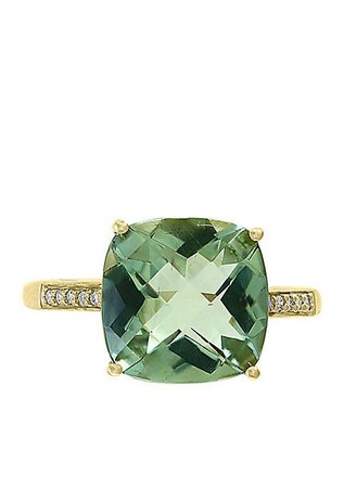 Effy® Green Amethyst Diamond Cocktail Ring in 14k Gold
