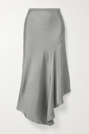 Silver Bailey asymmetric silk-charmeuse midi skirt | Anine Bing | NET-A-PORTER