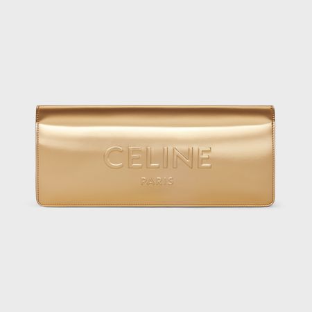 Celine Clutch in LAMINATED TEXTILE - Gold | CELINE