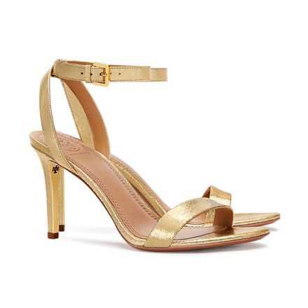 Tory Burch Gold Elana Open Toe High Heels Sandals Size US 7.5 Regular (M, B) - Tradesy