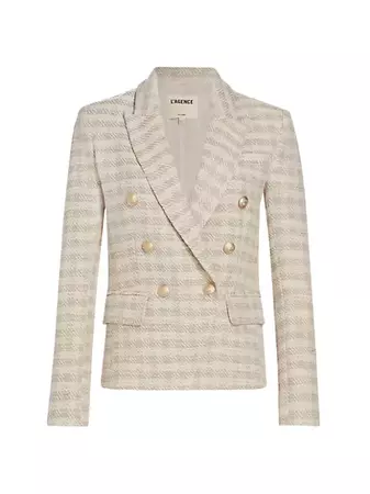 Shop L'AGENCE Kenzie Check Double-Breasted Blazer | Saks Fifth Avenue