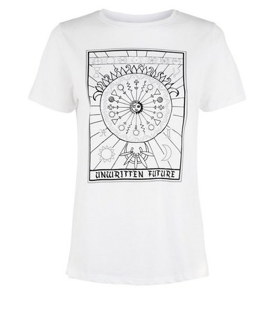White Tarot Card Print T-Shirt | New Look