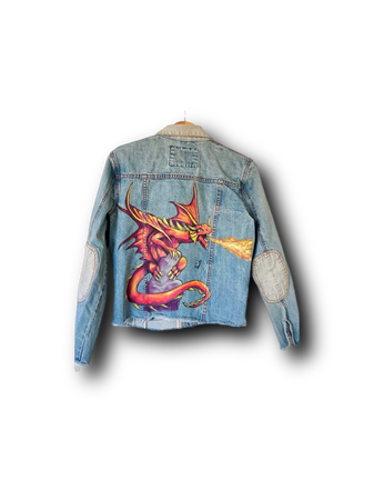 vintage Levis painted dragon denim jacket