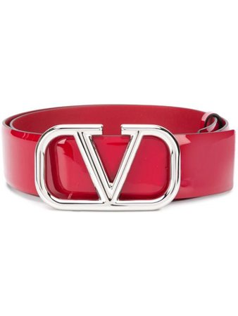 Red Valentino Garavani patent leather VLOGO belt - Farfetch