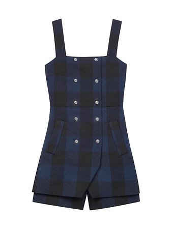Maje Checked Short Jumpsuit