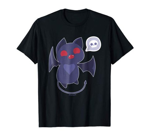 Amazon.com: A Fun Cat: Kawaii Halloween Bat Devil Cat Heart Chibi Skull Black Shirt: Clothing