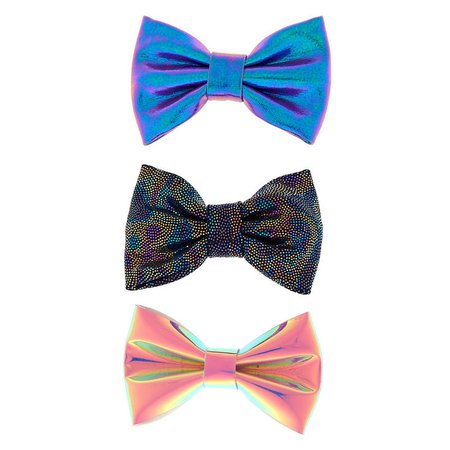 Holographic Mini Hair Bow Clips - 3 Pack | Claire's US
