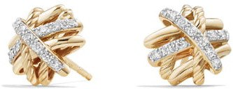 Crossover Stud Earrings with Diamonds in 18k Gold