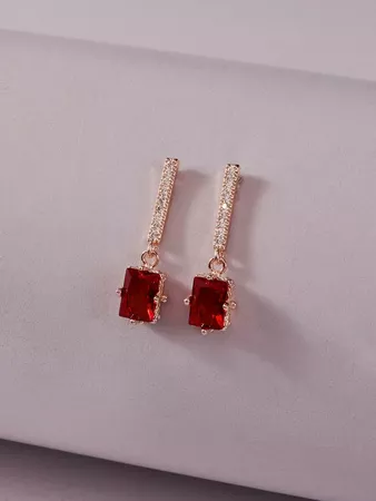 1pair Gemstone Drop Earrings | SHEIN USA