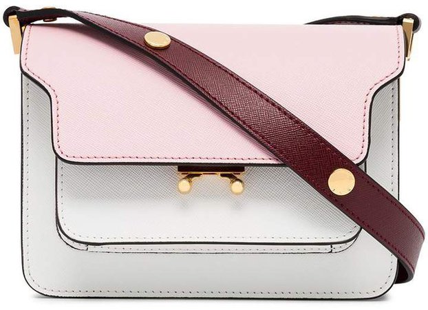 pink, white and red trunk bicolour small leather shoulder bag