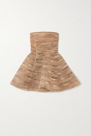 Gold Strapless woven raffia mini dress | Dolce & Gabbana | NET-A-PORTER