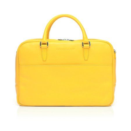 Yellow Leather Zipped Briefcase | Caracalla 1947