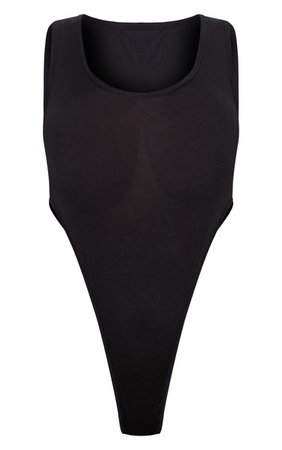 Black Scoop Neck High Leg Bodysuit | Tops | PrettyLittleThing