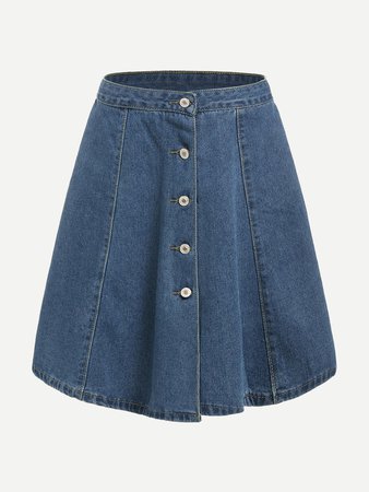 Single Breasted Denim Skirt
