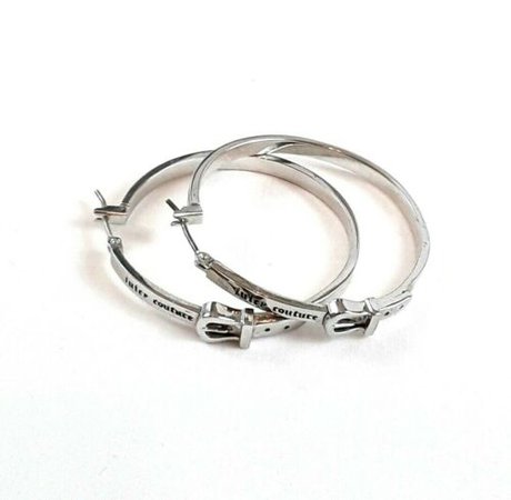 JUICY COUTURE Large Hoop Belt Silver Tone Pierced Earrings | eBay
