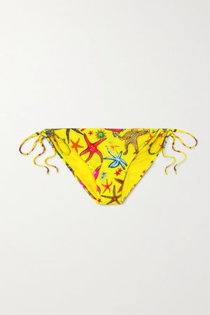 Yellow Printed bikini briefs | Versace | NET-A-PORTER