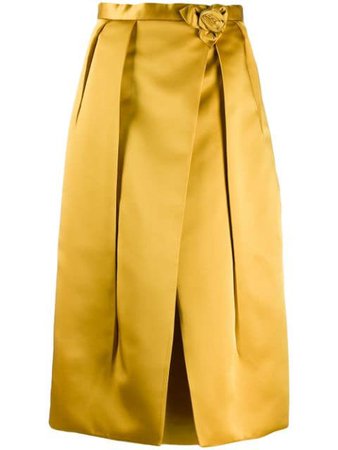 Yellow Prada Rose Motif Pleated Skirt | Farfetch.com