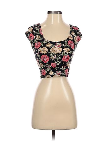 Forever 21 Floral Black Short Sleeve Top Size S - 46% off | thredUP