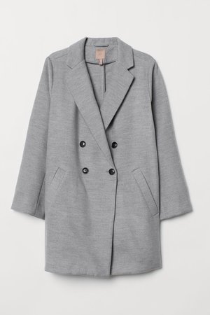 H&M+ Double-breasted coat - Light grey marl - Ladies | H&M GB