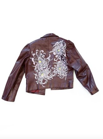Chrysanthemum Floral Leather Jacket Vintage 70s Wilsons | Etsy