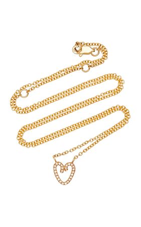 14k Yellow Gold Diamond Mini Open Heart Necklace By Lorraine West | Moda Operandi