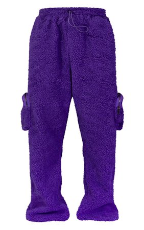Purple Unisex Borg Joggers - New In | PrettyLittleThing CA